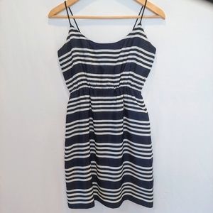 J. Crew Navy & White Striped Spaghetti Strap Dress